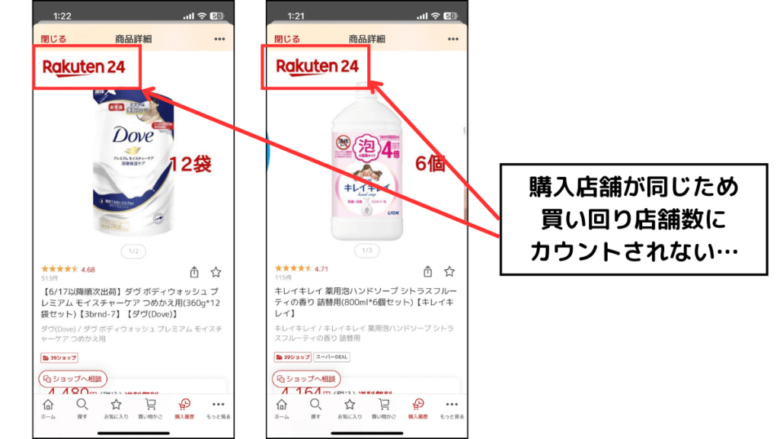 同じショップで複数の商品を買っても買い回りは1ショップのカウント