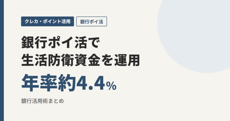 銀行ポイ活で生活防衛資金を運用 年率約4.4%
